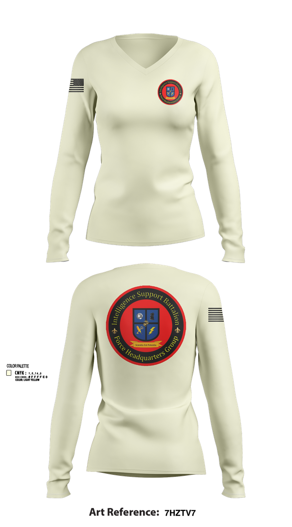 Womens Long Sleeve Vneck Shirt, Intelligence Support Battalion, , Teamtime, Team time, sublimation, custom sports apparel, team uniforms, spirit wear, spiritwear, sports uniforms, custom shirts, team store, custom team store, fundraiser sports, apparel fundraiser