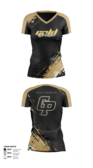 Womens Short Sleeve Vneck Shirt, Gold Premier, Softball, Teamtime, Team time, sublimation, custom sports apparel, team uniforms, spirit wear, spiritwear, sports uniforms, custom shirts, team store, custom team store, fundraiser sports, apparel fundraiser
