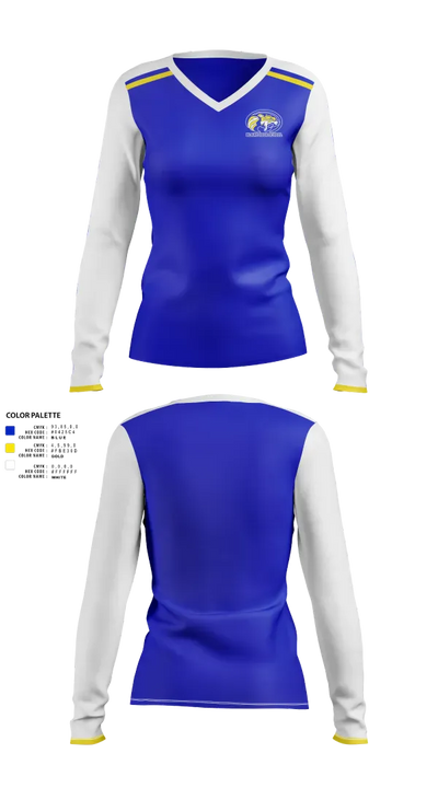Bland High School Softball 1200236 Women's Long Sleeve V-neck Shirt - 1