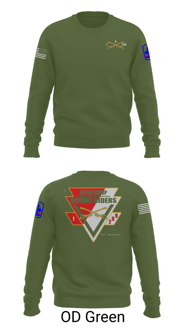 Crew Neck Sweatshirt, A Troop, 1st squadron-299th Calvary Regiment, , Teamtime, Team time, sublimation, custom sports apparel, team uniforms, spirit wear, spiritwear, sports uniforms, custom shirts, team store, custom team store, fundraiser sports, apparel fundraiser