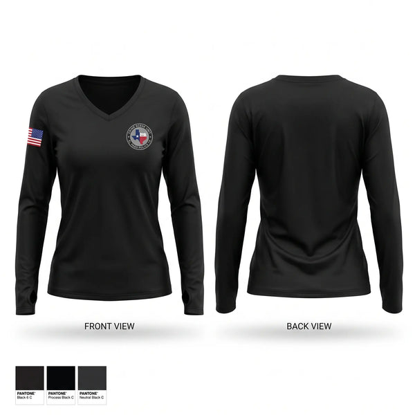 Womens Long Sleeve Vneck Shirt, El Paso Police Crime Scene Unit, Police, Teamtime, Team time, sublimation, custom sports apparel, team uniforms, spirit wear, spiritwear, sports uniforms, custom shirts, team store, custom team store, fundraiser sports, apparel fundraiser