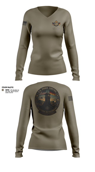 Womens Long Sleeve Vneck Shirt, 7TH ATC, Army, Teamtime, Team time, sublimation, custom sports apparel, team uniforms, spirit wear, spiritwear, sports uniforms, custom shirts, team store, custom team store, fundraiser sports, apparel fundraiser