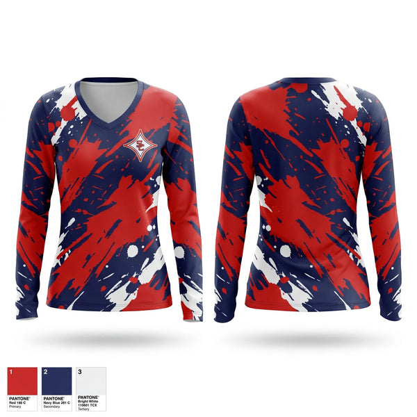 Womens Long Sleeve Vneck Shirt, Sandy Creek High School Basketball, Women's Basketball, Teamtime, Team time, sublimation, custom sports apparel, team uniforms, spirit wear, spiritwear, sports uniforms, custom shirts, team store, custom team store, fundraiser sports, apparel fundraiser