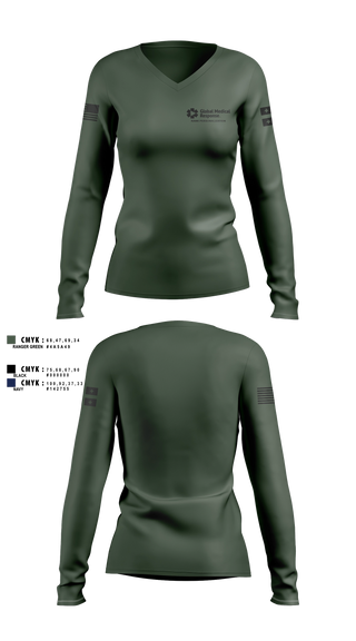 Womens Long Sleeve Vneck Shirt, GMR Georgia Honor Guard, EMS/EMT, Teamtime, Team time, sublimation, custom sports apparel, team uniforms, spirit wear, spiritwear, sports uniforms, custom shirts, team store, custom team store, fundraiser sports, apparel fundraiser