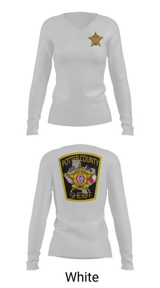 Womens Long Sleeve Vneck Shirt, Potter County Sheriff's Office, Police, Teamtime, Team time, sublimation, custom sports apparel, team uniforms, spirit wear, spiritwear, sports uniforms, custom shirts, team store, custom team store, fundraiser sports, apparel fundraiser