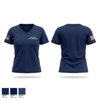 Womens Short Sleeve Vneck Shirt, Lake Quivira Police Department, Police, Teamtime, Team time, sublimation, custom sports apparel, team uniforms, spirit wear, spiritwear, sports uniforms, custom shirts, team store, custom team store, fundraiser sports, apparel fundraiser