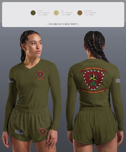 Womens Long Sleeve Vneck Shirt, 3d Combat Engineer Battalion, , Teamtime, Team time, sublimation, custom sports apparel, team uniforms, spirit wear, spiritwear, sports uniforms, custom shirts, team store, custom team store, fundraiser sports, apparel fundraiser