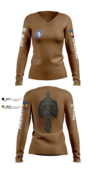Womens Long Sleeve Vneck Shirt, 1st BN 515th RTI, Army, Teamtime, Team time, sublimation, custom sports apparel, team uniforms, spirit wear, spiritwear, sports uniforms, custom shirts, team store, custom team store, fundraiser sports, apparel fundraiser