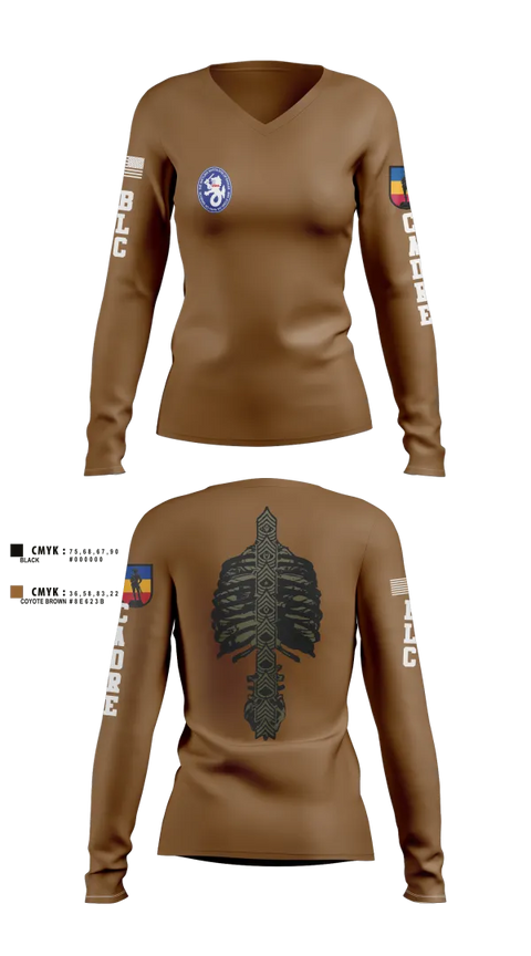 Womens Long Sleeve Vneck Shirt, 1st BN 515th RTI, Army, Teamtime, Team time, sublimation, custom sports apparel, team uniforms, spirit wear, spiritwear, sports uniforms, custom shirts, team store, custom team store, fundraiser sports, apparel fundraiser
