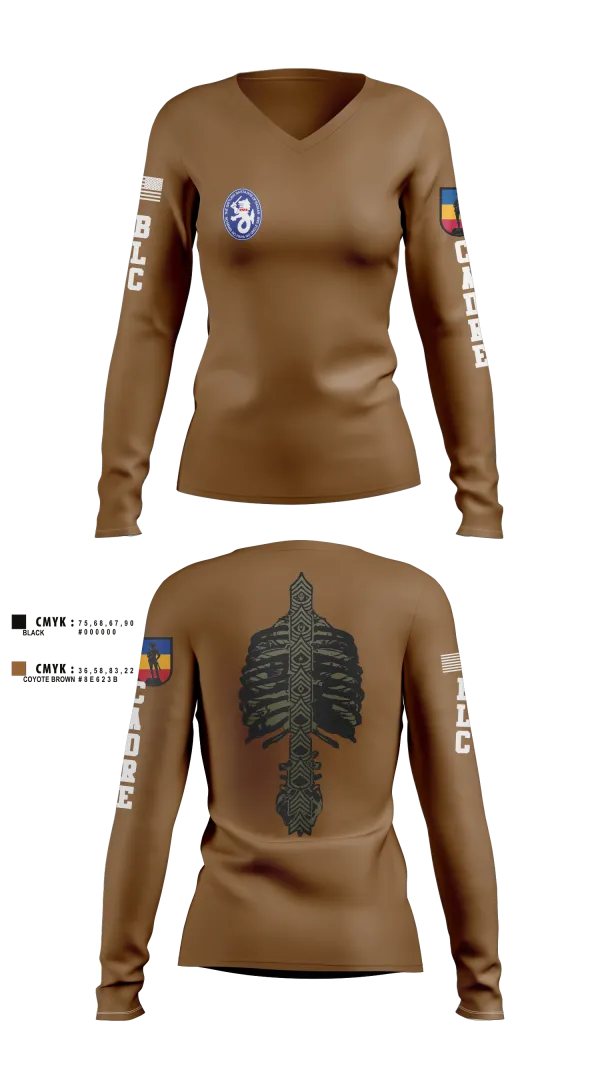 Womens Long Sleeve Vneck Shirt, 1st BN 515th RTI, Army, Teamtime, Team time, sublimation, custom sports apparel, team uniforms, spirit wear, spiritwear, sports uniforms, custom shirts, team store, custom team store, fundraiser sports, apparel fundraiser