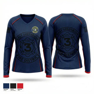 Womens Long Sleeve Vneck Shirt, East Greenbush Fire, Fire Department, Teamtime, Team time, sublimation, custom sports apparel, team uniforms, spirit wear, spiritwear, sports uniforms, custom shirts, team store, custom team store, fundraiser sports, apparel fundraiser