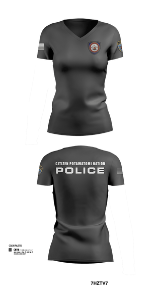 Womens Short Sleeve Vneck Shirt, Citizen Pottawatomie nation Police Department, Police, Teamtime, Team time, sublimation, custom sports apparel, team uniforms, spirit wear, spiritwear, sports uniforms, custom shirts, team store, custom team store, fundraiser sports, apparel fundraiser