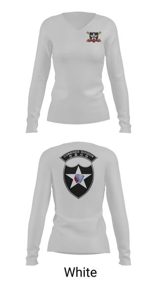 Womens Long Sleeve Vneck Shirt, 2ID DIVARTY, Army, Teamtime, Team time, sublimation, custom sports apparel, team uniforms, spirit wear, spiritwear, sports uniforms, custom shirts, team store, custom team store, fundraiser sports, apparel fundraiser