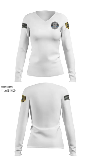Womens Long Sleeve Vneck Shirt, Robstown Police Department, Police, Teamtime, Team time, sublimation, custom sports apparel, team uniforms, spirit wear, spiritwear, sports uniforms, custom shirts, team store, custom team store, fundraiser sports, apparel fundraiser