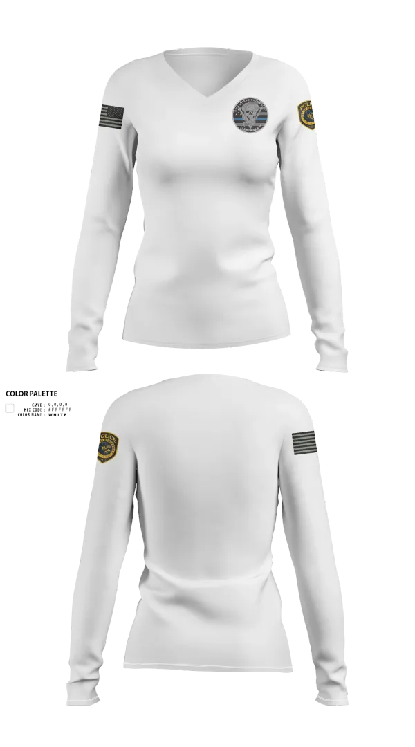 Womens Long Sleeve Vneck Shirt, Robstown Police Department, Police, Teamtime, Team time, sublimation, custom sports apparel, team uniforms, spirit wear, spiritwear, sports uniforms, custom shirts, team store, custom team store, fundraiser sports, apparel fundraiser
