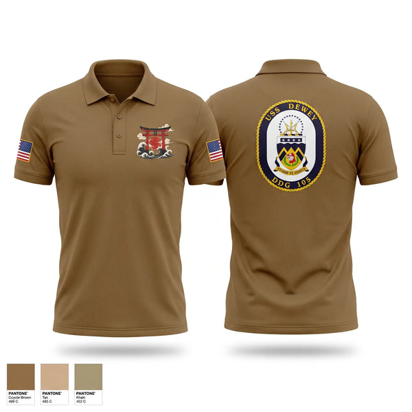 Short Sleeve Performance Polo, USS Dewey DDG 105, Navy, Teamtime, Team time, sublimation, custom sports apparel, team uniforms, spirit wear, spiritwear, sports uniforms, custom shirts, team store, custom team store, fundraiser sports, apparel fundraiser
