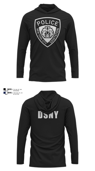 Long Sleeve hooded sunshirt, DSNY Police, Police, Teamtime, Team time, sublimation, custom sports apparel, team uniforms, spirit wear, spiritwear, sports uniforms, custom shirts, team store, custom team store, fundraiser sports, apparel fundraiser