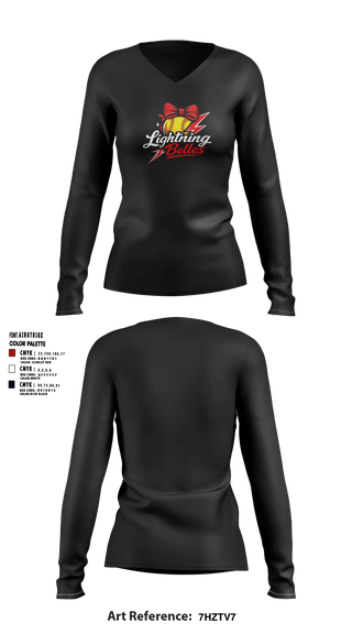 Womens Long Sleeve Vneck Shirt, Bluegrass Lightning Belles, Softball, Teamtime, Team time, sublimation, custom sports apparel, team uniforms, spirit wear, spiritwear, sports uniforms, custom shirts, team store, custom team store, fundraiser sports, apparel fundraiser