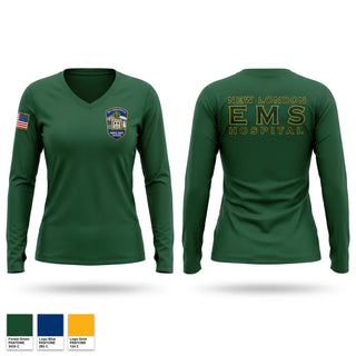 Womens Long Sleeve Vneck Shirt, New London Hospital Ambulance Service, EMS/EMT, Teamtime, Team time, sublimation, custom sports apparel, team uniforms, spirit wear, spiritwear, sports uniforms, custom shirts, team store, custom team store, fundraiser sports, apparel fundraiser