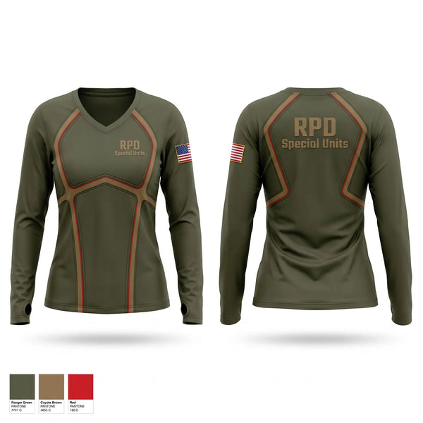 Womens Long Sleeve Vneck Shirt, RPD Special Units, Police, Teamtime, Team time, sublimation, custom sports apparel, team uniforms, spirit wear, spiritwear, sports uniforms, custom shirts, team store, custom team store, fundraiser sports, apparel fundraiser