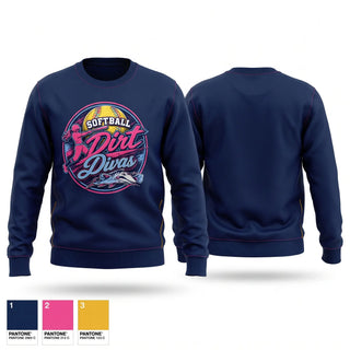 Crew Neck Sweatshirt, Dirt Divas, Softball, Teamtime, Team time, sublimation, custom sports apparel, team uniforms, spirit wear, spiritwear, sports uniforms, custom shirts, team store, custom team store, fundraiser sports, apparel fundraiser