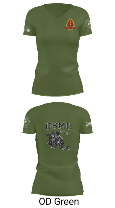 1st Bn 2mar 2nd MarDiv 35824328 Women's Short Sleeve V-neck Shirt - 48