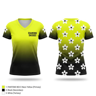 Womens Short Sleeve Vneck Shirt, Diamond Daisies, Softball, Teamtime, Team time, sublimation, custom sports apparel, team uniforms, spirit wear, spiritwear, sports uniforms, custom shirts, team store, custom team store, fundraiser sports, apparel fundraiser