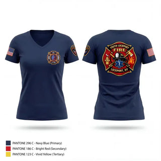 Womens Short Sleeve Vneck Shirt, South Lockport Fire Company, Fire Department, Teamtime, Team time, sublimation, custom sports apparel, team uniforms, spirit wear, spiritwear, sports uniforms, custom shirts, team store, custom team store, fundraiser sports, apparel fundraiser