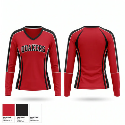 Quakers Women's Long Sleeve V-neck Shirt - 1