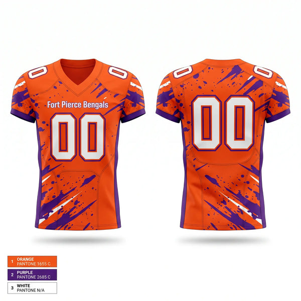 Football Jersey, Fort Pierce Bengals, , Teamtime, Team time, sublimation, custom sports apparel, team uniforms, spirit wear, spiritwear, sports uniforms, custom shirts, team store, custom team store, fundraiser sports, apparel fundraiser