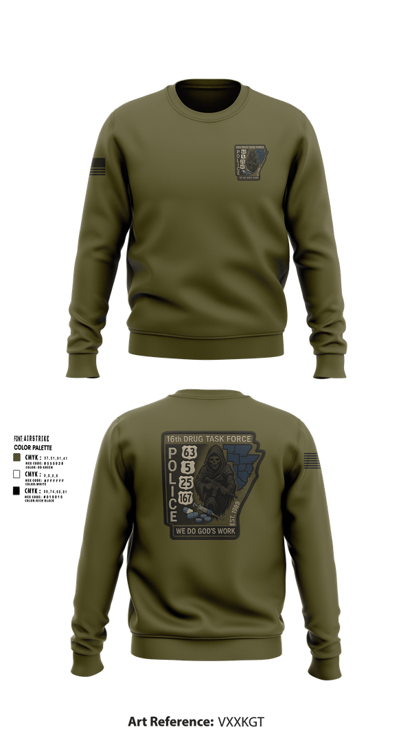 Crew Neck Sweatshirt, 16th Drug Task Force, Police, Teamtime, Team time, sublimation, custom sports apparel, team uniforms, spirit wear, spiritwear, sports uniforms, custom shirts, team store, custom team store, fundraiser sports, apparel fundraiser