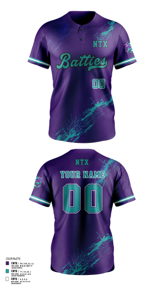 Two Button Softball Jersey, NTX BATTIES, Softball, Teamtime, Team time, sublimation, custom sports apparel, team uniforms, spirit wear, spiritwear, sports uniforms, custom shirts, team store, custom team store, fundraiser sports, apparel fundraiser