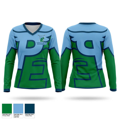 Peabody Veterans Memorial High School Swimming Women's Long Sleeve V-neck Shirt - 1