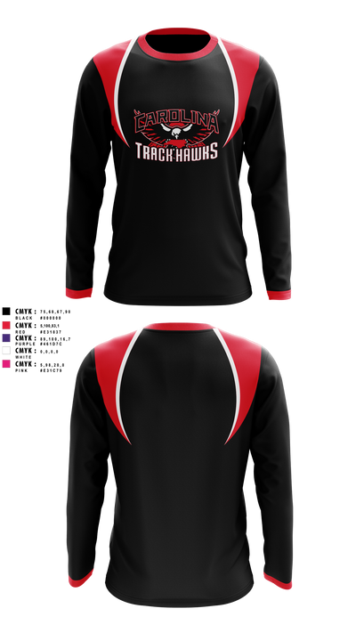 Carolina Track Hawks Long Sleeve Performance Shirt 3