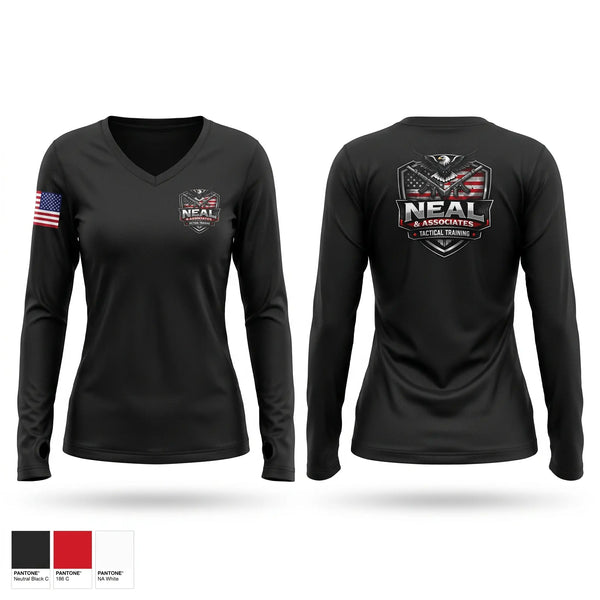 Womens Long Sleeve Vneck Shirt, Neal & Associates, Police, Teamtime, Team time, sublimation, custom sports apparel, team uniforms, spirit wear, spiritwear, sports uniforms, custom shirts, team store, custom team store, fundraiser sports, apparel fundraiser