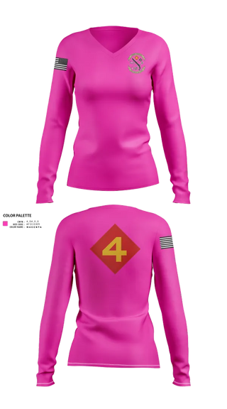 Womens Long Sleeve Vneck Shirt, 14th Marine regiment 4th Marine corps division, , Teamtime, Team time, sublimation, custom sports apparel, team uniforms, spirit wear, spiritwear, sports uniforms, custom shirts, team store, custom team store, fundraiser sports, apparel fundraiser