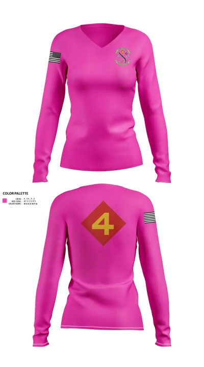 14th Marine regiment 4th Marine corps division 57481844 Women's Long Sleeve V-neck Shirt - 101