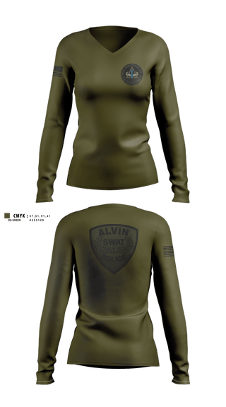 Womens Long Sleeve Vneck Shirt, Alvin Police SwatAlvin Police Swat, Police, Teamtime, Team time, sublimation, custom sports apparel, team uniforms, spirit wear, spiritwear, sports uniforms, custom shirts, team store, custom team store, fundraiser sports, apparel fundraiser