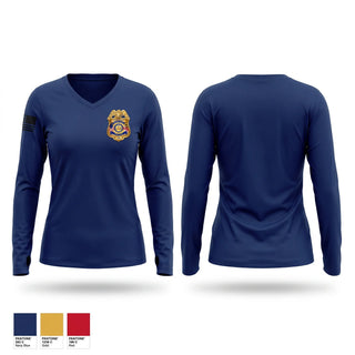 Womens Long Sleeve Vneck Shirt, La Plata Police Department, Police, Teamtime, Team time, sublimation, custom sports apparel, team uniforms, spirit wear, spiritwear, sports uniforms, custom shirts, team store, custom team store, fundraiser sports, apparel fundraiser