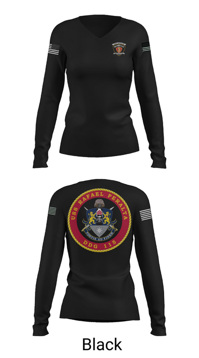 USS Rafael Peralta DDG 115 35678200 Women's Long Sleeve V-neck Shirt - 35