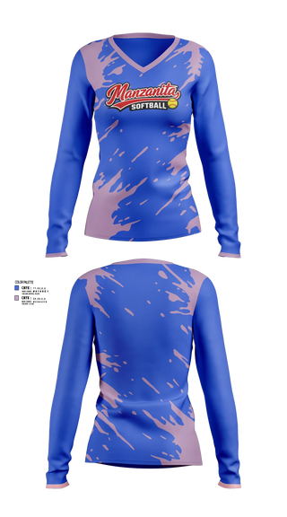 Womens Long Sleeve Vneck Shirt, Manzanita Softball, Softball, Teamtime, Team time, sublimation, custom sports apparel, team uniforms, spirit wear, spiritwear, sports uniforms, custom shirts, team store, custom team store, fundraiser sports, apparel fundraiser