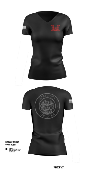 351st EUD 76149457 Women's Short Sleeve V-neck Shirt - 1