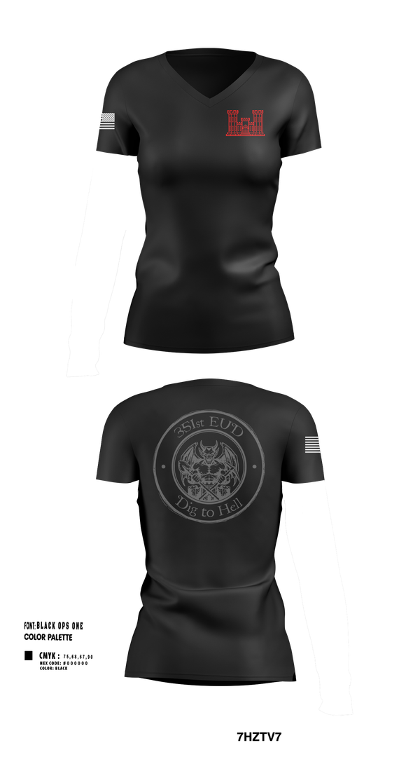 Womens Short Sleeve Vneck Shirt, 351st EUD, , Teamtime, Team time, sublimation, custom sports apparel, team uniforms, spirit wear, spiritwear, sports uniforms, custom shirts, team store, custom team store, fundraiser sports, apparel fundraiser