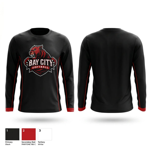 Long Sleeve Performance Shirt, Bay City Panthers, Softball, Teamtime, Team time, sublimation, custom sports apparel, team uniforms, spirit wear, spiritwear, sports uniforms, custom shirts, team store, custom team store, fundraiser sports, apparel fundraiser