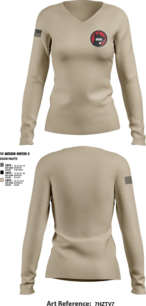 Womens Long Sleeve Vneck Shirt, Dog Company, , Teamtime, Team time, sublimation, custom sports apparel, team uniforms, spirit wear, spiritwear, sports uniforms, custom shirts, team store, custom team store, fundraiser sports, apparel fundraiser