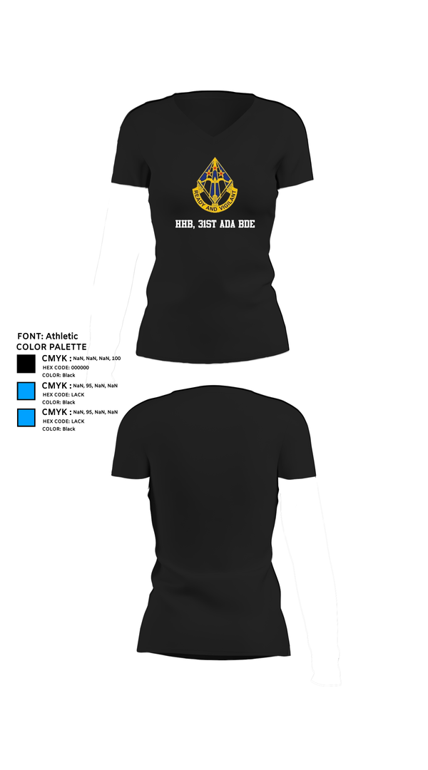 Womens Short Sleeve Vneck Shirt, HHB, 31st ADA BDE, , Teamtime, Team time, sublimation, custom sports apparel, team uniforms, spirit wear, spiritwear, sports uniforms, custom shirts, team store, custom team store, fundraiser sports, apparel fundraiser