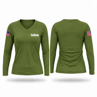 Womens Long Sleeve Vneck Shirt, 3dlsb, Marines, Teamtime, Team time, sublimation, custom sports apparel, team uniforms, spirit wear, spiritwear, sports uniforms, custom shirts, team store, custom team store, fundraiser sports, apparel fundraiser
