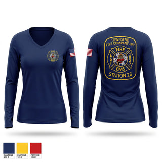 Womens Long Sleeve Vneck Shirt, Townsend Fire Company, Fire Department, Teamtime, Team time, sublimation, custom sports apparel, team uniforms, spirit wear, spiritwear, sports uniforms, custom shirts, team store, custom team store, fundraiser sports, apparel fundraiser