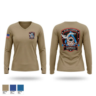 Womens Long Sleeve Vneck Shirt, A CO 1-229, Army, Teamtime, Team time, sublimation, custom sports apparel, team uniforms, spirit wear, spiritwear, sports uniforms, custom shirts, team store, custom team store, fundraiser sports, apparel fundraiser