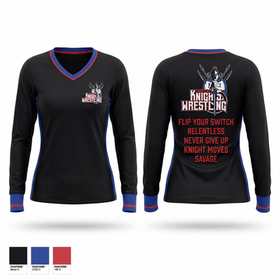 Lawrence County Knights 87391938 Women's Long Sleeve V-neck Shirt - 1